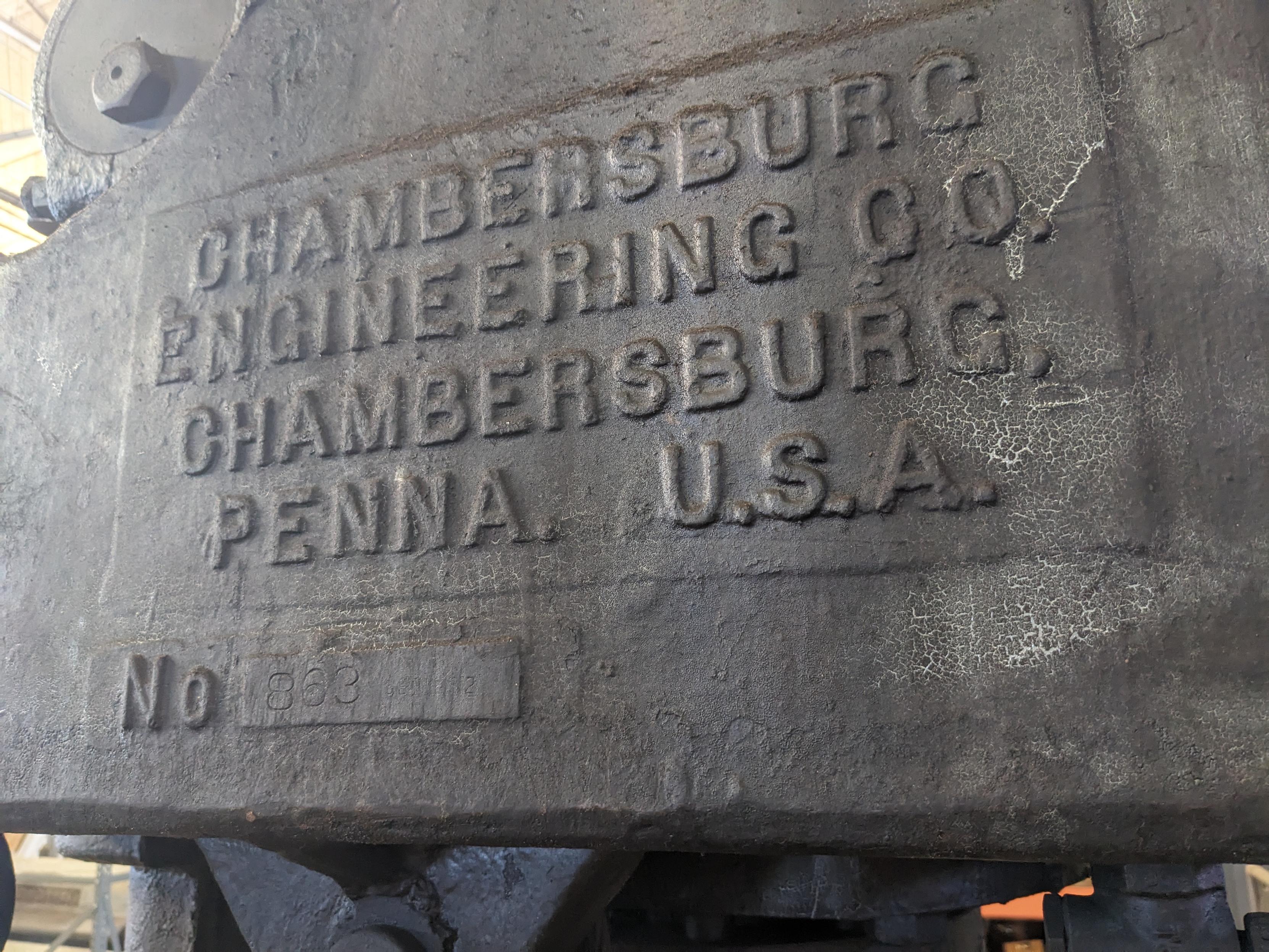 CHAMBERSBURG
ENGINEERING CO.
CHAMBERSBURG,
PENNA. U.S.A.
No 863